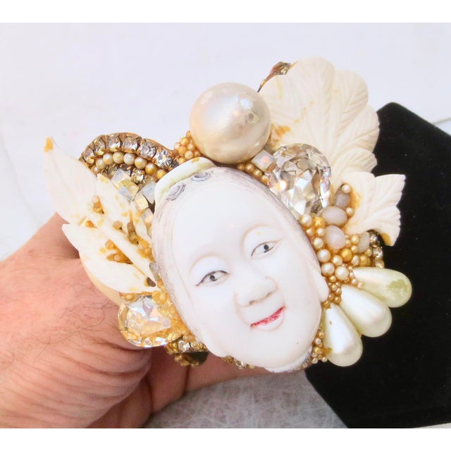 Shabby Chic Cuff Bracelet by Wendy Gell 1985 Signed For Sale - Image 3 of 12