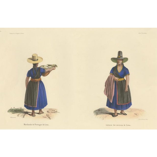 Peruvian Women of Lima, Cheese Seller and Regional Costume, 1841, Lithograph For Sale - Image 4 of 11