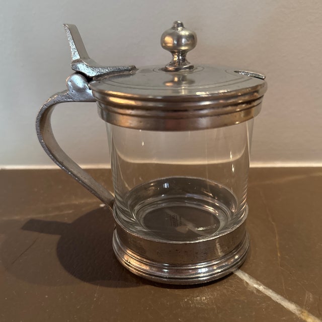 Arte Italica Pewter and Glass Jar with Spoon. Never used. Stamped and label still on.