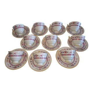 Antique Royal Doulton Footed Cups and Saucers Pattern E4630 For Sale