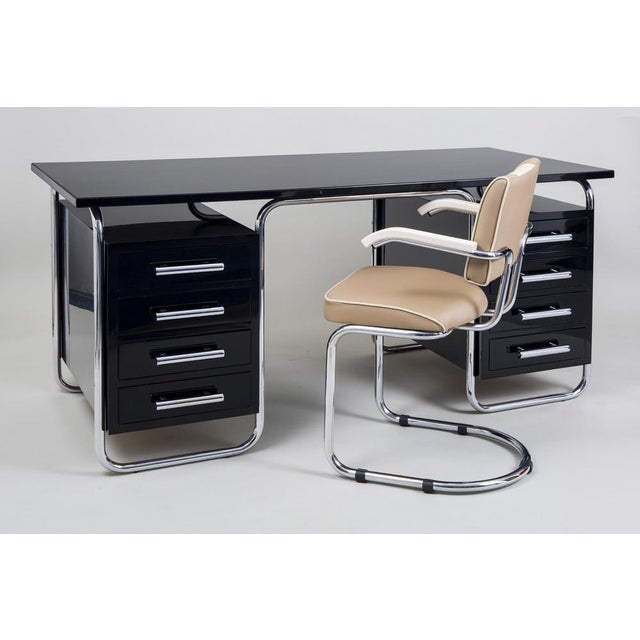 Black Bauhaus Writing Desk in Chrome by M. Breuer for Thonet, Czech, 1930s For Sale - Image 8 of 9