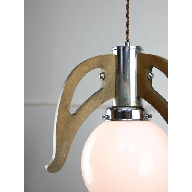 Mid-Century Scandinavian Chrome & Opaline Pendant Lamp, 1960s For Sale - Image 4 of 13