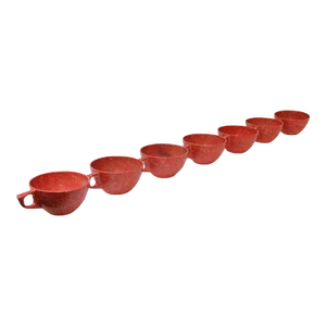 Set of Seven Mid-Century Modern Melmac Splatter Confetti Melamine Coffee Cups