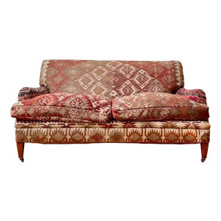 Antique Kilim Covered Two-Seater Sofa For Sale