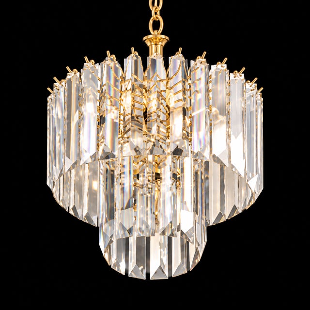 Mid-Century Modern Mid 20th Century Italian Mid-Century Modern Three Tiered Clear Lucite Waterfall Chandeliers - A Pair For Sale - Image 3 of 8