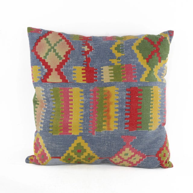 Vintage Colorful Handwoven Geometric Kilim Pattern Pillow For Sale - Image 10 of 10