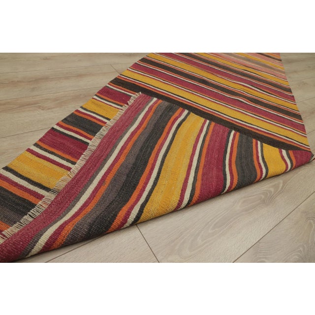 Textile 1980s Tribal Red Striped Runner Rug For Sale - Image 7 of 13