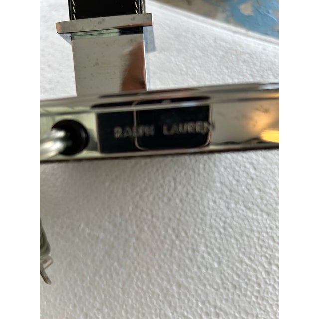 Metal Brown Leather Ralph Lauren Desk Lamp For Sale - Image 7 of 7