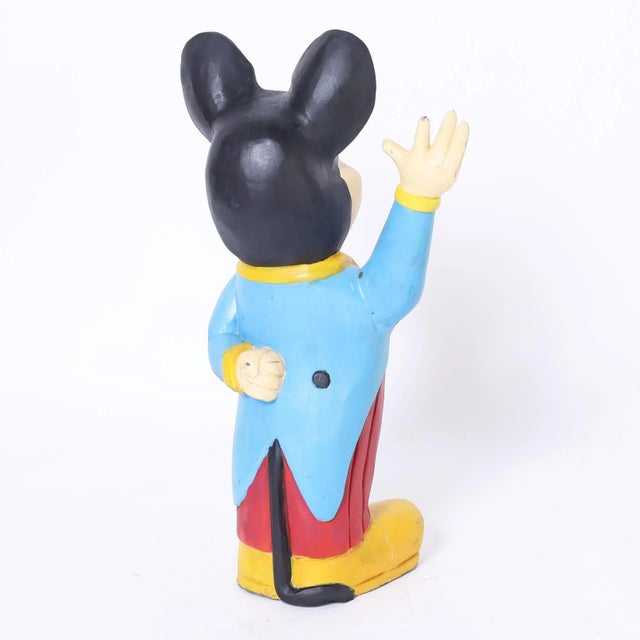 Mid-Century Modern Mickey Mouse Vintage Wood Sculpture For Sale - Image 3 of 8