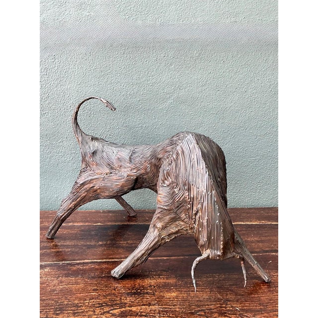 Vintage Metal Abstract Bull Sculpture For Sale - Image 4 of 16