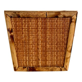 Burnt Tortoise Bamboo Woven Rattan Wastebasket For Sale