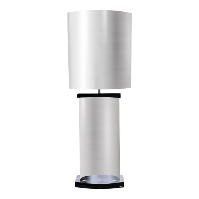 This beautiful Curtis Jere chrome lamp stands almost 43” tall, a great mid 70’s-80’s piece. Lamp shade is an oval convex...