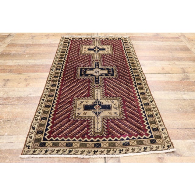 Textile Mid 20th Century Vintage Persian Bijar Rug - 03'03 X 06'02 For Sale - Image 7 of 9