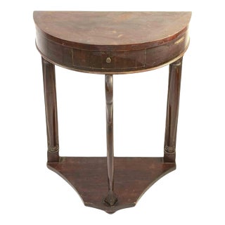 Vintage Semi-Round Empire Style Mahogany Console Table, Italy For Sale