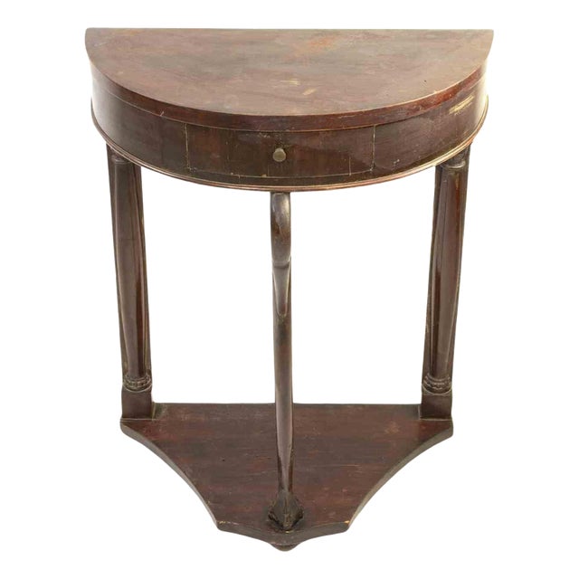 Vintage Semi-Round Empire Style Mahogany Console Table, Italy For Sale
