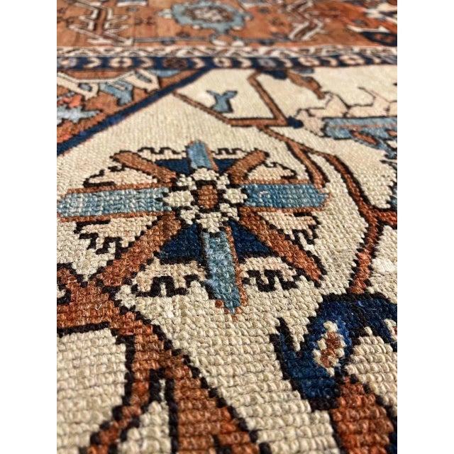 Mid 18th Century Rust Hand Knotted Persian Antique Serapi For Sale - Image 4 of 13