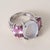 Modern 1990s Judith Ripka 18k Wg 5 Carat Moonstone Pink Tourmaline Diamond Ring, Size 6 For Sale - Image 3 of 6