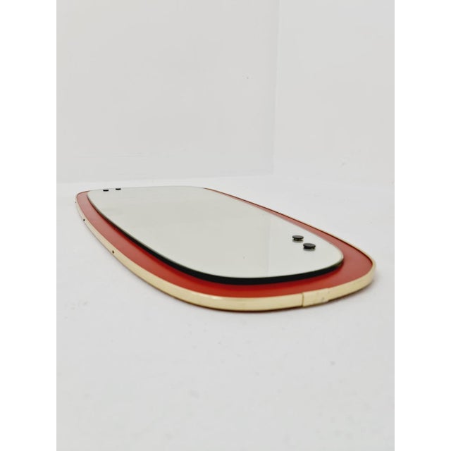 Mid-Century German Model Rockabilly Asymmetric Brass Original Kidney Wall Mirror by Zier, 1960s For Sale - Image 9 of 11