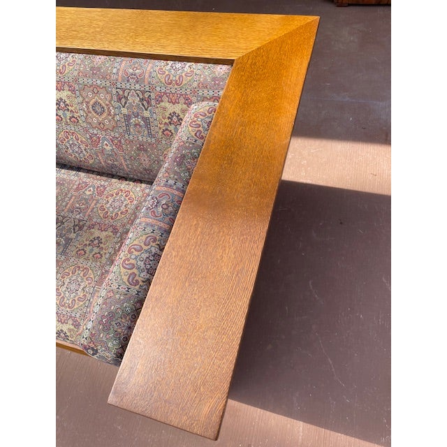 American Stickley Mission Oak Prairie Couch With Blue/Wine Geometric Upholstery For Sale - Image 3 of 18
