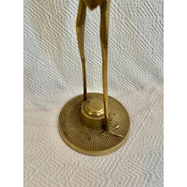 Mid 20th Century Hollywood Regency Chinoiserie Brass Crane Sculptures - A Pair For Sale - Image 9 of 11