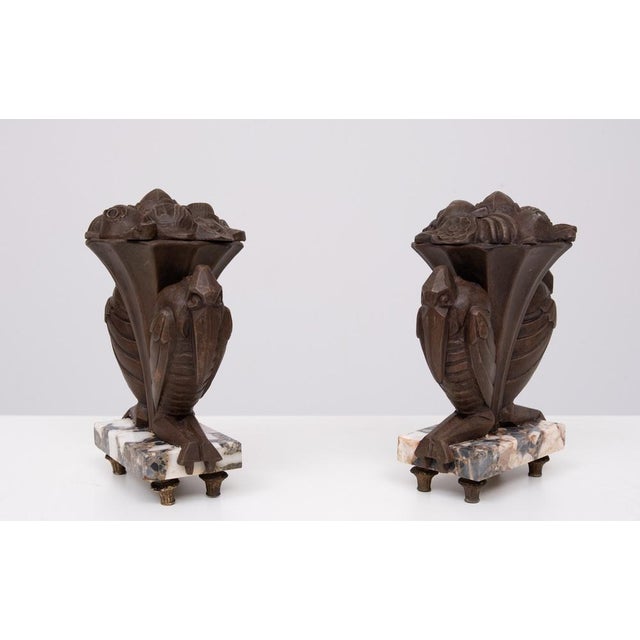 French Art Deco Clock with Stylized Birds and Garniture, 1910, Set of 3 For Sale - Image 9 of 18