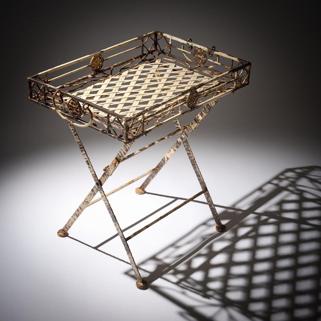Metal Folding Side Tray Tables, Art Deco Period, Metal, French, 1930s For Sale - Image 7 of 9