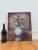 Pink Vintage Original Flower Oil Painting, Floral Still Life Wall Art For Sale - Image 8 of 11