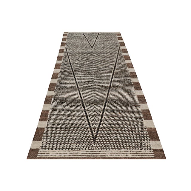 2010s Rug & Kilim’s Extra-Long Runner Rug in Beige-Brown With Stripes and Striae For Sale - Image 5 of 8
