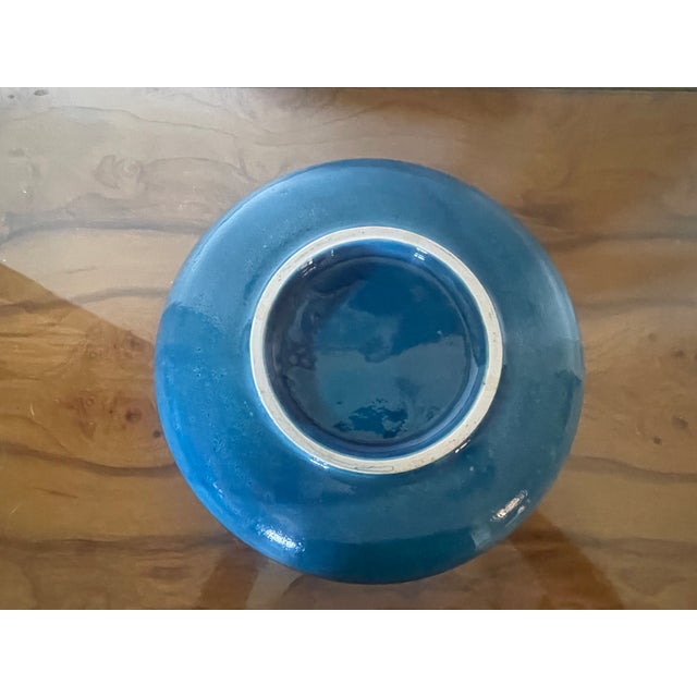 Blue Mid Century Aldo Londi Bitossi Rimini Blue Glazed Ceramic Centerpiece Bowl For Sale - Image 8 of 8