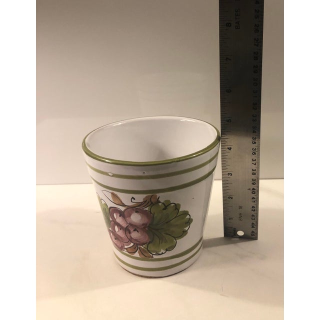This hand painted 1990s Italian Cachepot With Grape Design is the perfect option for herbs on your kitchen counter or as a...