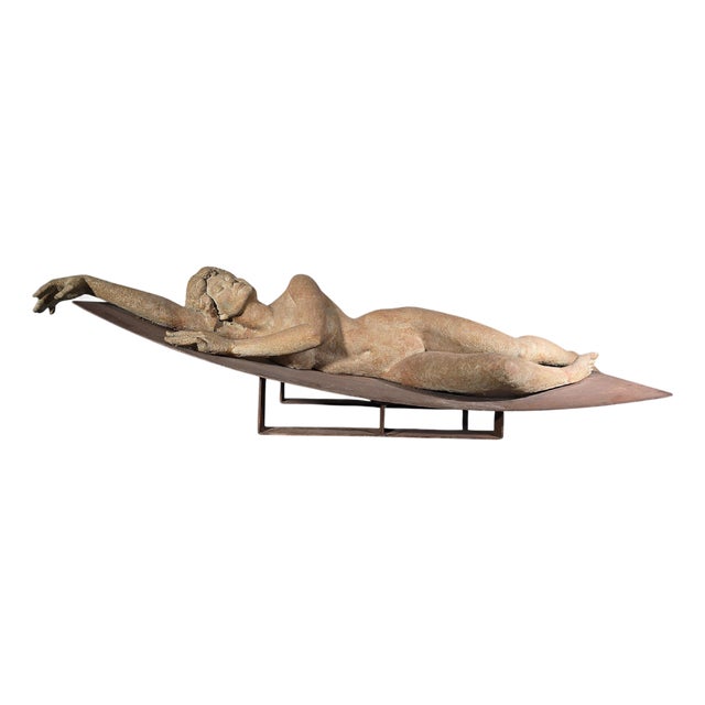 Mañosa, Large Sculpture of a Reclining Woman, 1970, Terracotta For Sale