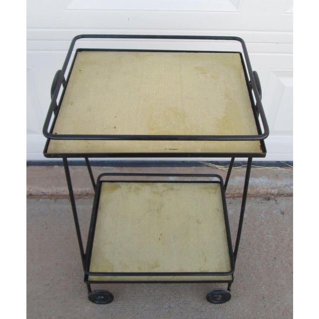 Mid 20th Century Iron 2 Tier Rolling Bar Cart Mathieu Matégot Style For Sale - Image 12 of 18