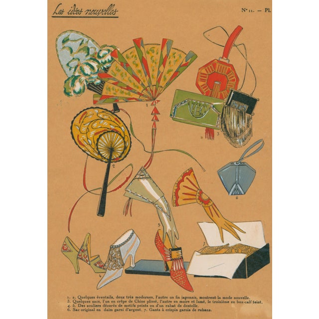 Original 1928 French pochoir color plate from Les Idées Nouvelles de la Mode et des Arts, under the artistic direction of...