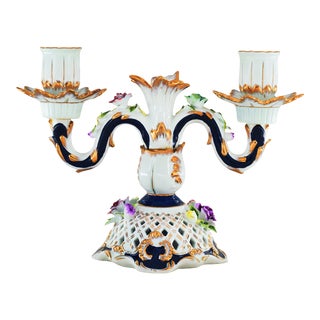 Late 20th Century Porcelain Candle Holder For Sale