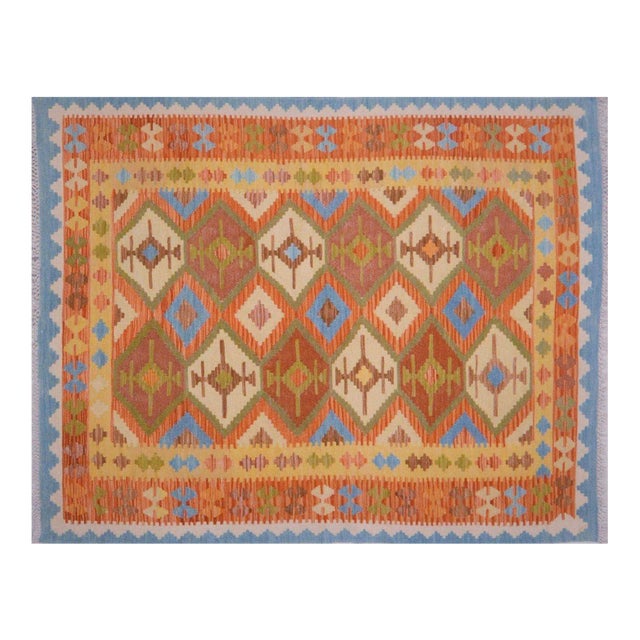 Afghan Maimana Flatweave Kilim Wool Rug, 4'10''x6'5'' For Sale