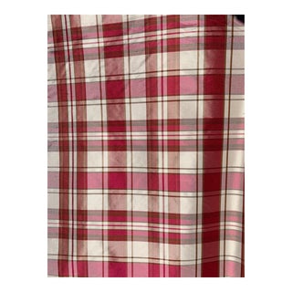 Scalamandre Magenta & Cream Silk Plaid Fabric - 3 Yards For Sale