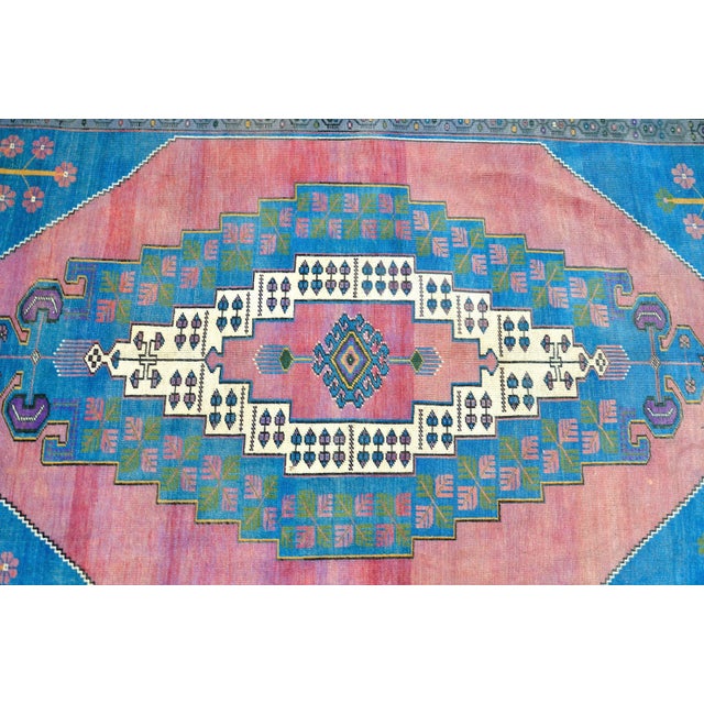 Blue 1960s Vinage Blue Rug For Sale - Image 8 of 11