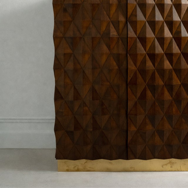 Brutalist Brutalist Wood and Rosso Levanto Marble Cabinet For Sale - Image 3 of 5