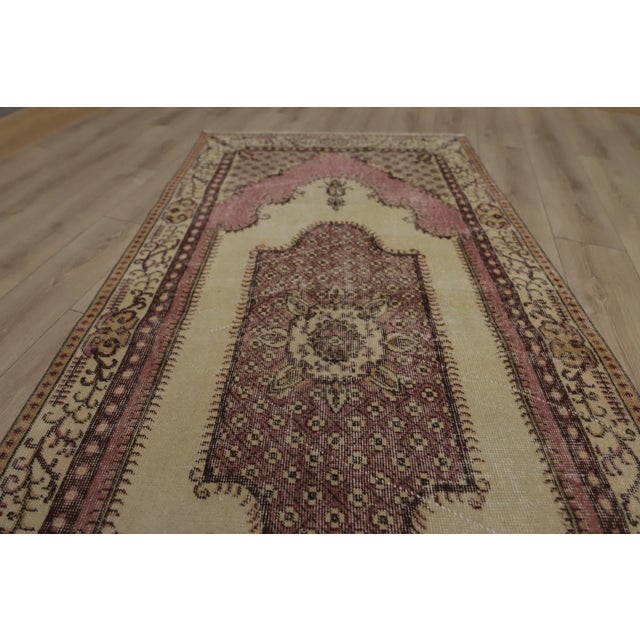Traditional 1970s Turkish Floral Desing Oushak Accent Rug For Sale - Image 3 of 13