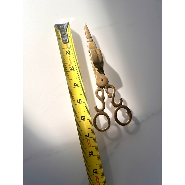 Vintage Ornate Brass Candle Wick Trimmer & Snuffer Scissors For Sale - Image 14 of 17