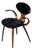 Norman Cherner Style Sculpted Bent Plywood Armchair With Black Cushions For Sale