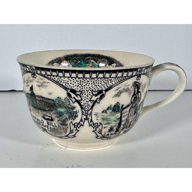 Mid 20th Century Mid 20th Century Buffalo Bill Museum Transferware Cup & Saucer For Sale - Image 5 of 10