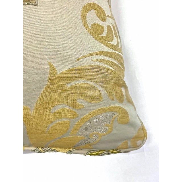 Textile Vintage Embroidered Gold & Bronze Damask Pillow For Sale - Image 7 of 7