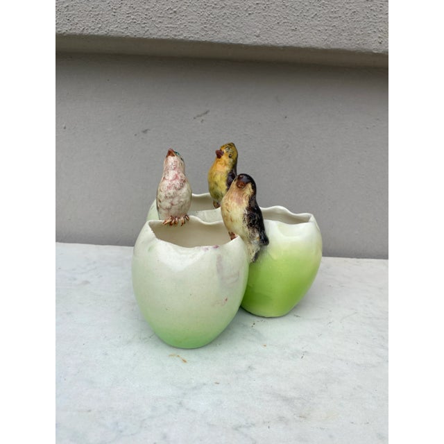 Jerome Massier French Majolica Triple Vase Vase Jerome Massier Circa 1900 For Sale - Image 4 of 11