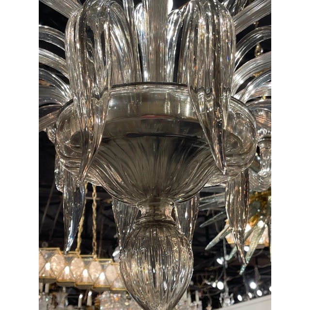 Smoke Colored Murano Glass Twelve Light Chandelier For Sale - Image 4 of 9
