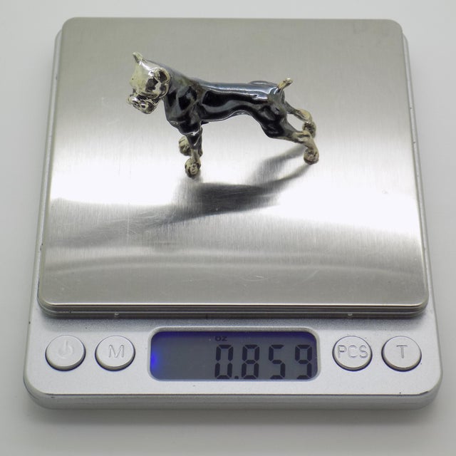 Vintage Italian Handmade Sterling Silver 925 Boxer Dog Figurine Large Solid Figurine Miniature Sculpture For Sale - Image 9 of 10