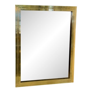 Vintage Italian Brass Framed Wall Mirror For Sale