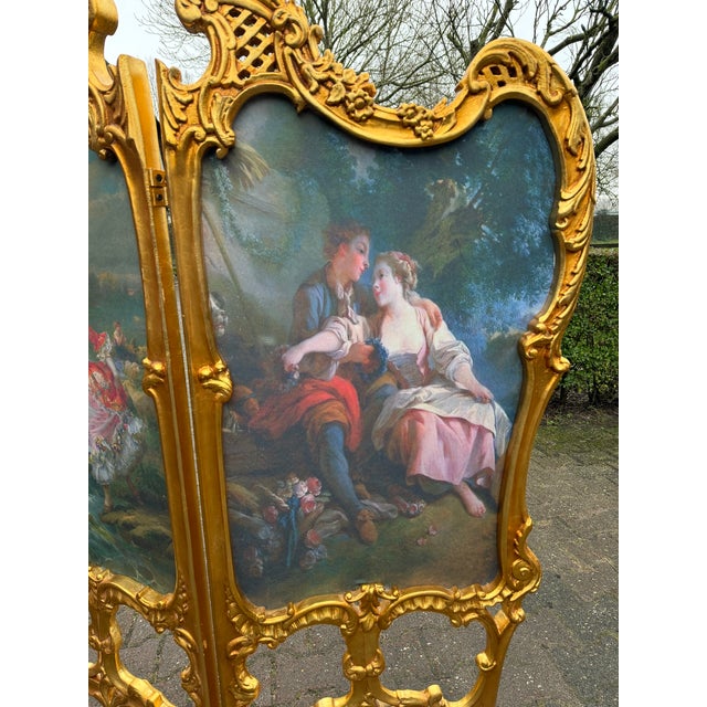 1960s 1960 French Louis XVI Gold Beech Screen Room Divider - 2 Panels For Sale - Image 5 of 17