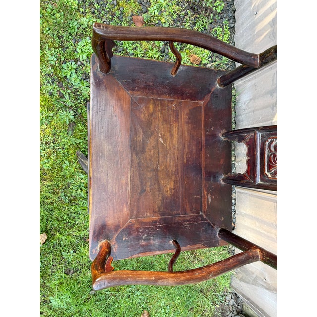 Wood Antique High Back Official's "Hat" Chair - Qing Dynasty For Sale - Image 7 of 7