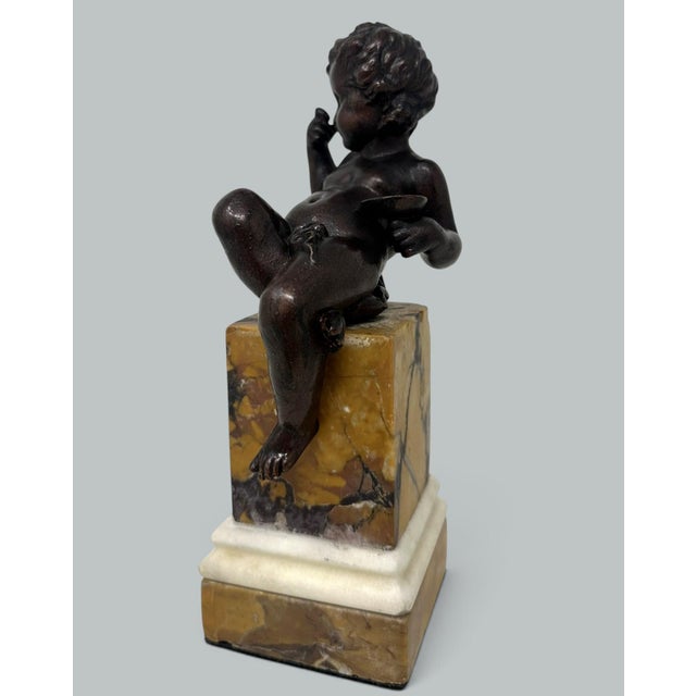 Antique Regency Grand Tour French Bronze Dore Cherub Putti Sienna Marble 19 Cent For Sale - Image 4 of 10